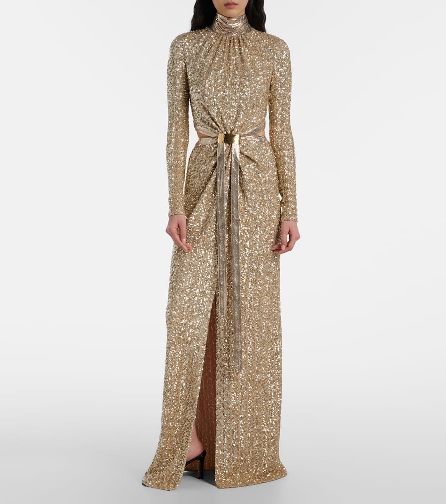 Sequined gathered gown