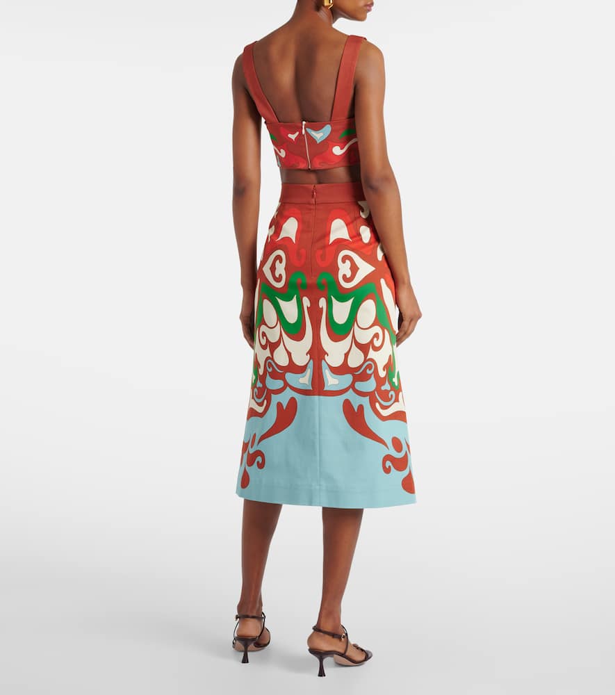 Baia printed cotton-blend midi skirt