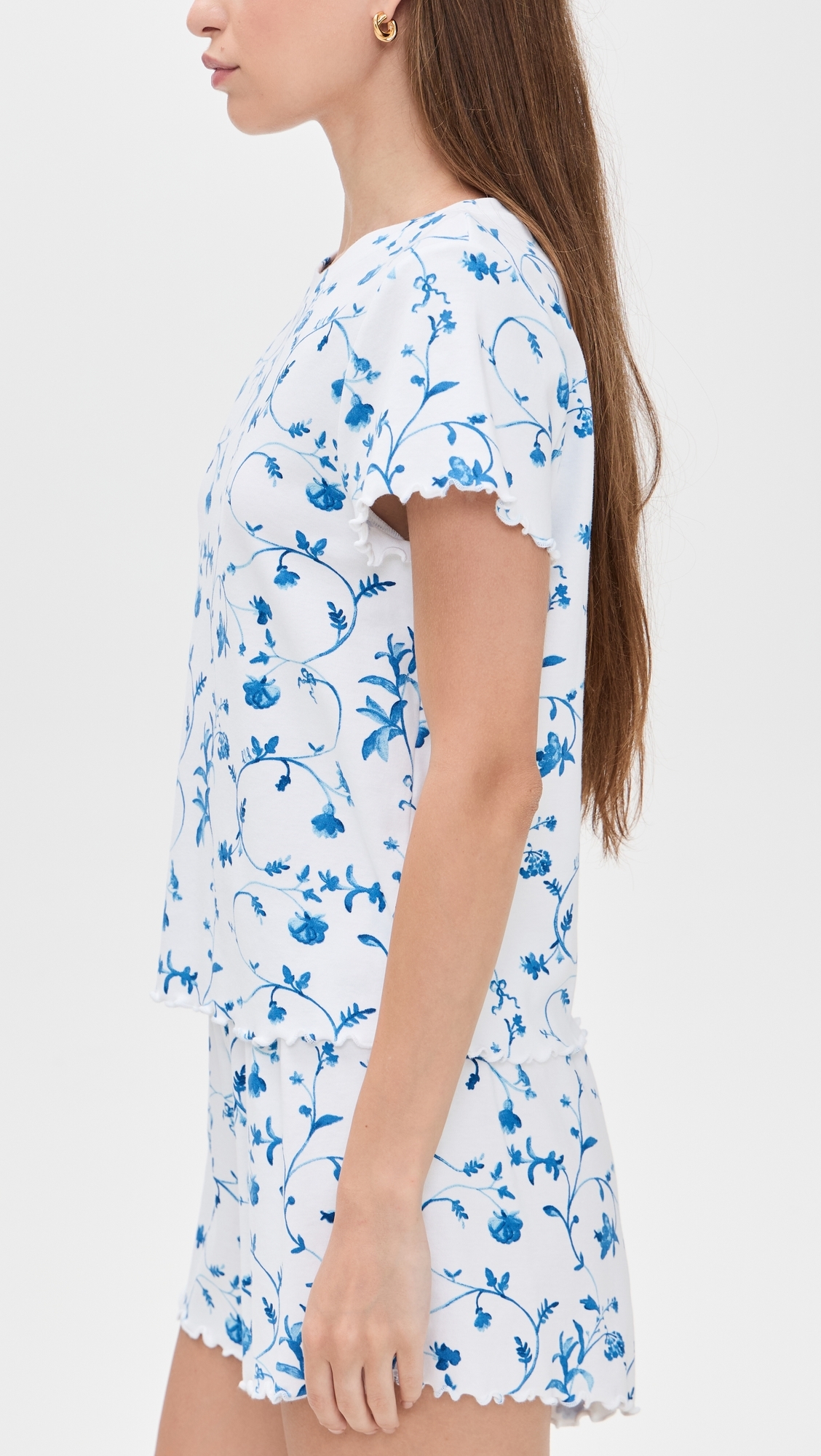 The Nina Short Pajama Set Blue Botanical