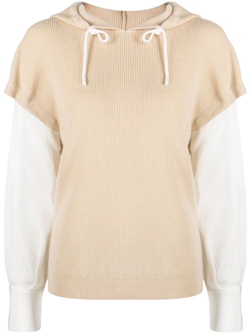 Short-sleeve drawstring hoodie - Neutrals