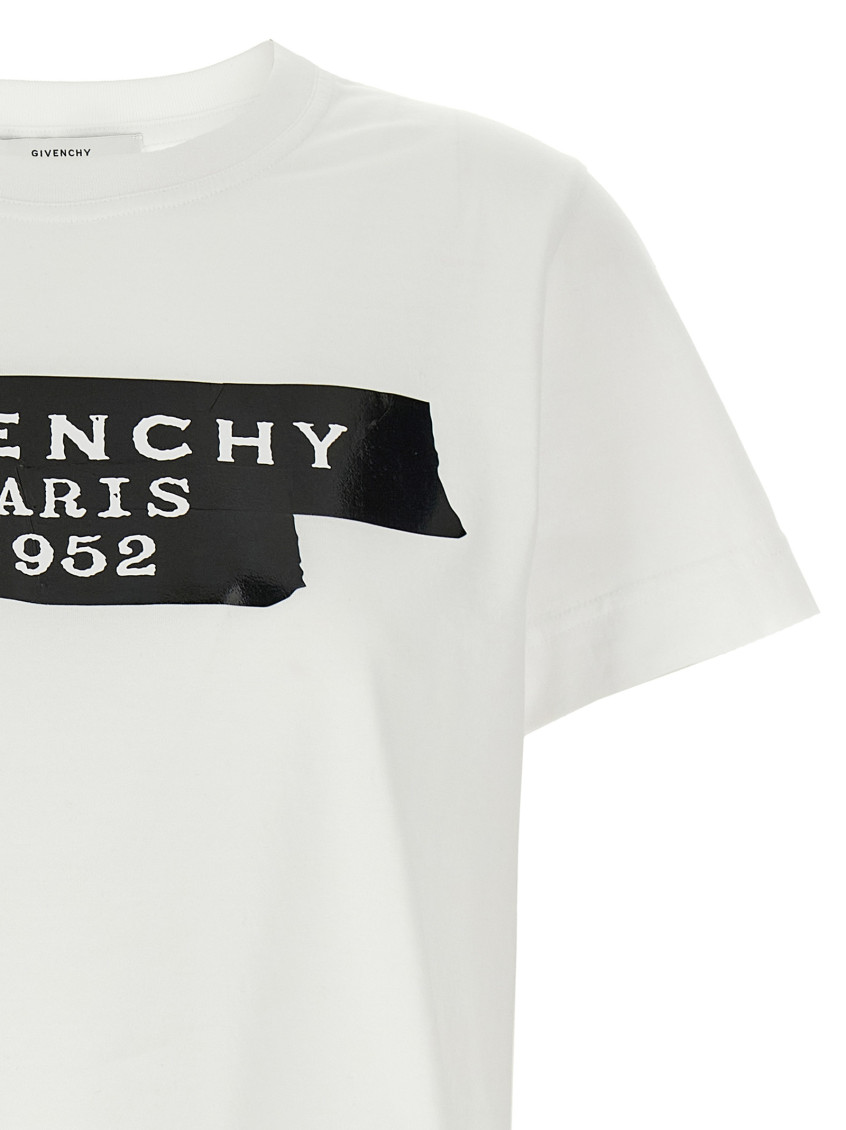 White T-shirt With Lettering Logo On The Front In Cotton Woman