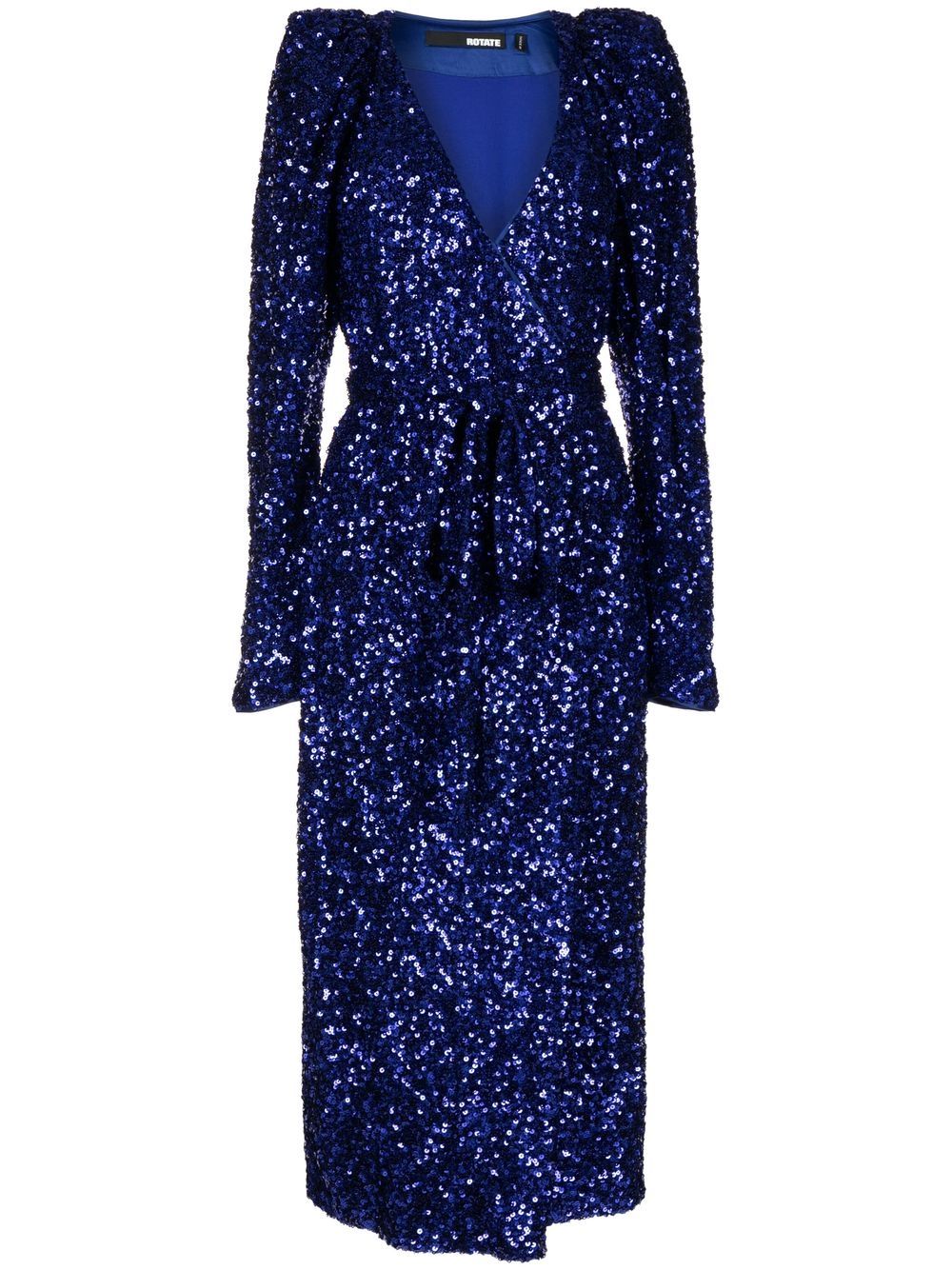 Sequin-embellished wrap midi dress - Blue