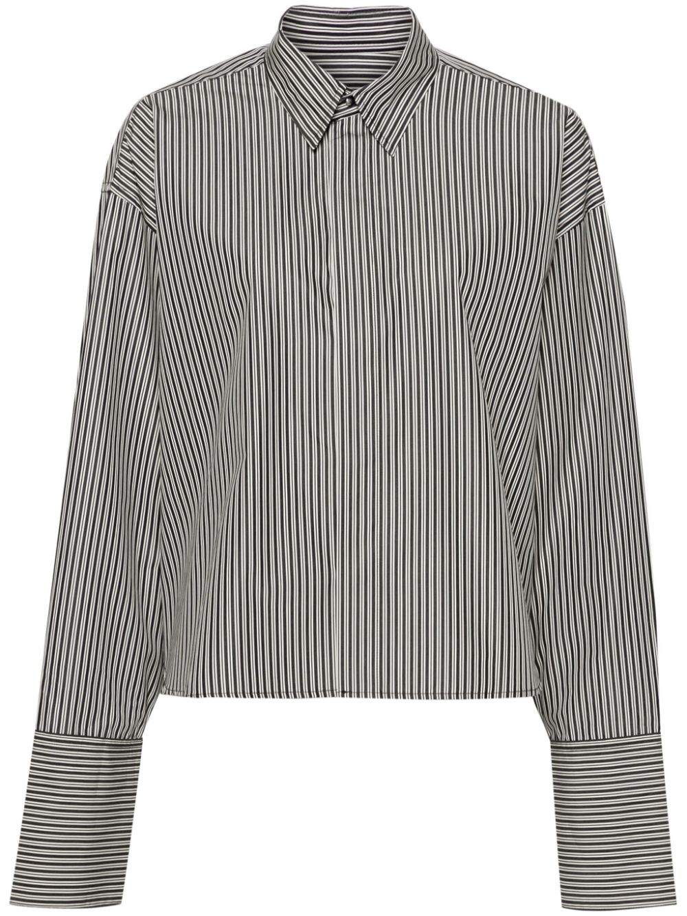 Striped cropped cotton shirt - Black