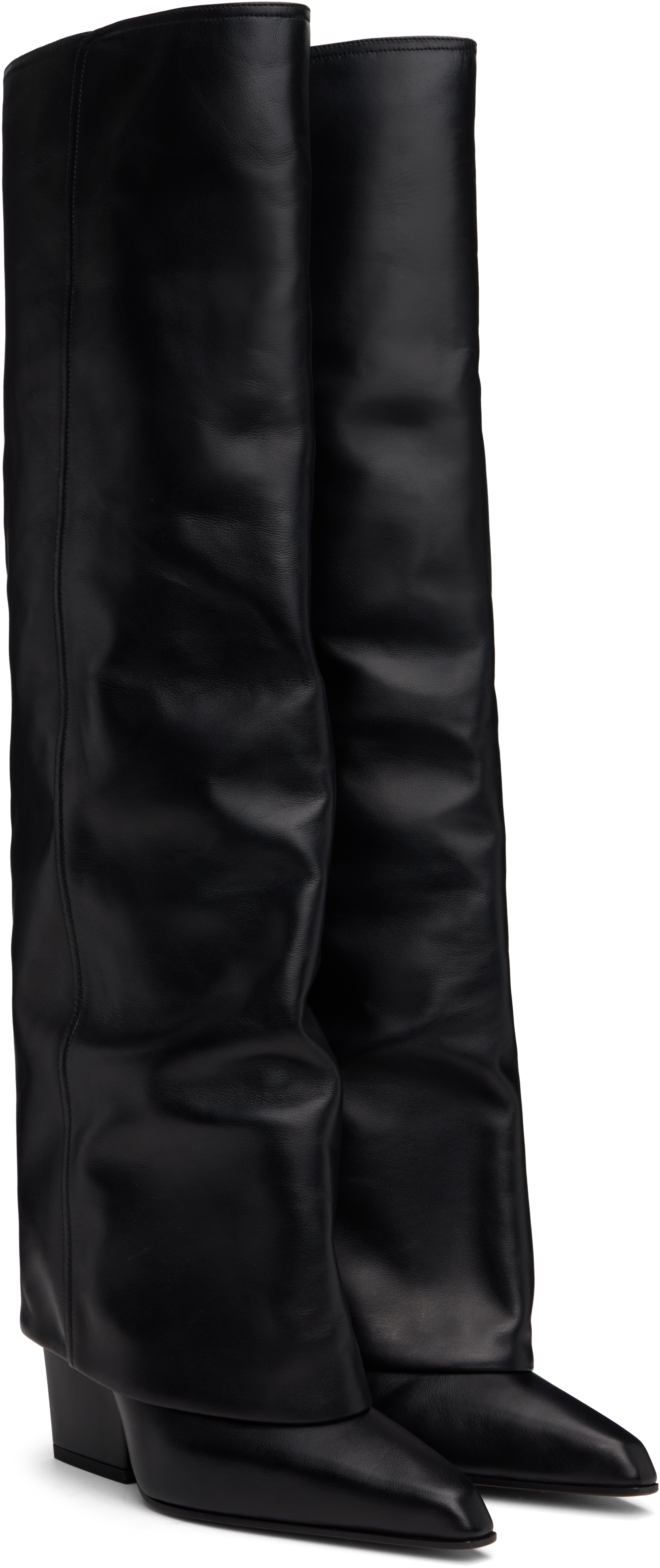 Paris Texas Black Jane Fold Over Tall Boots