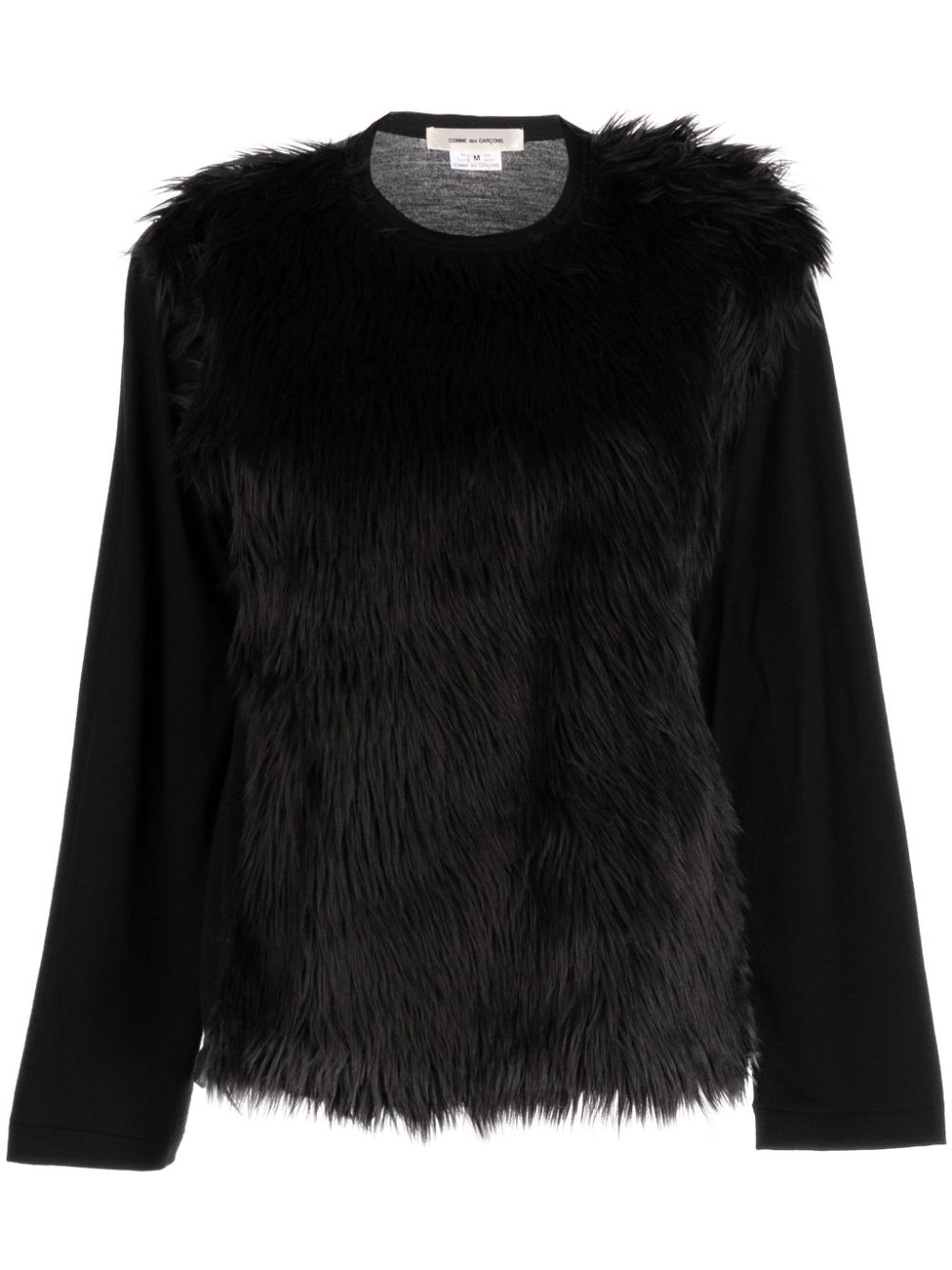 Fur-detailing long-sleeve T-shirt - Black