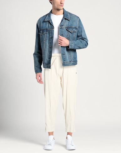Man Pants Off white Size L Nylon, Elastane