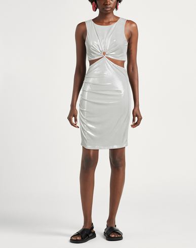 Woman Mini dress Silver Size 2 Polyester, Elastane
