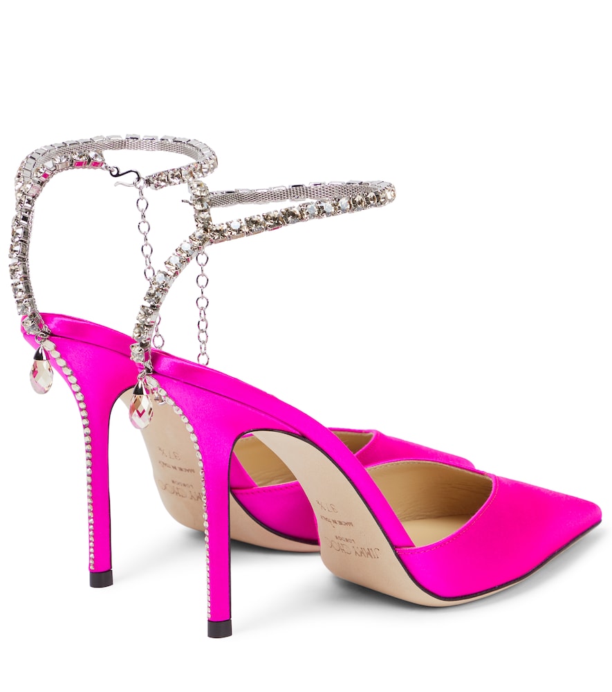 Jimmy Choo Saeda 100 embellished satin pumps