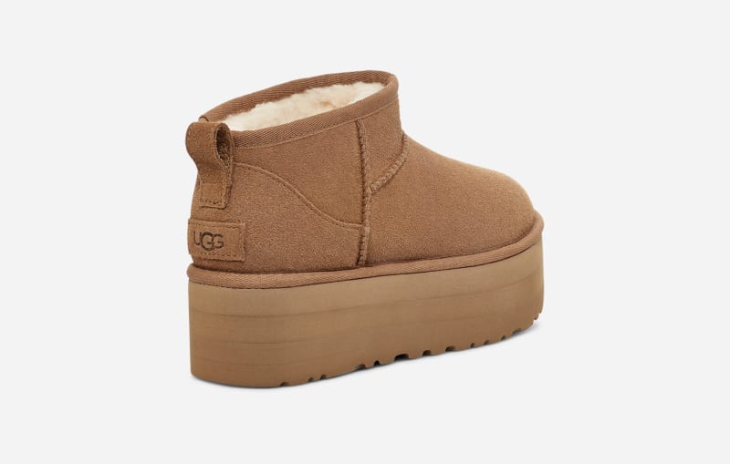 ® Women's Classic Ultra Mini Platform Suede Classic Boots in Chestnut