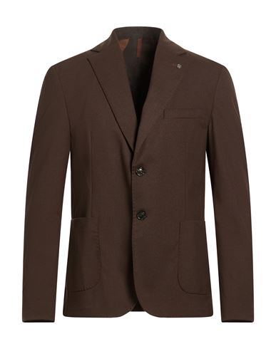 Man Blazer Dark brown Size 36 Polyester, Viscose, Elastane