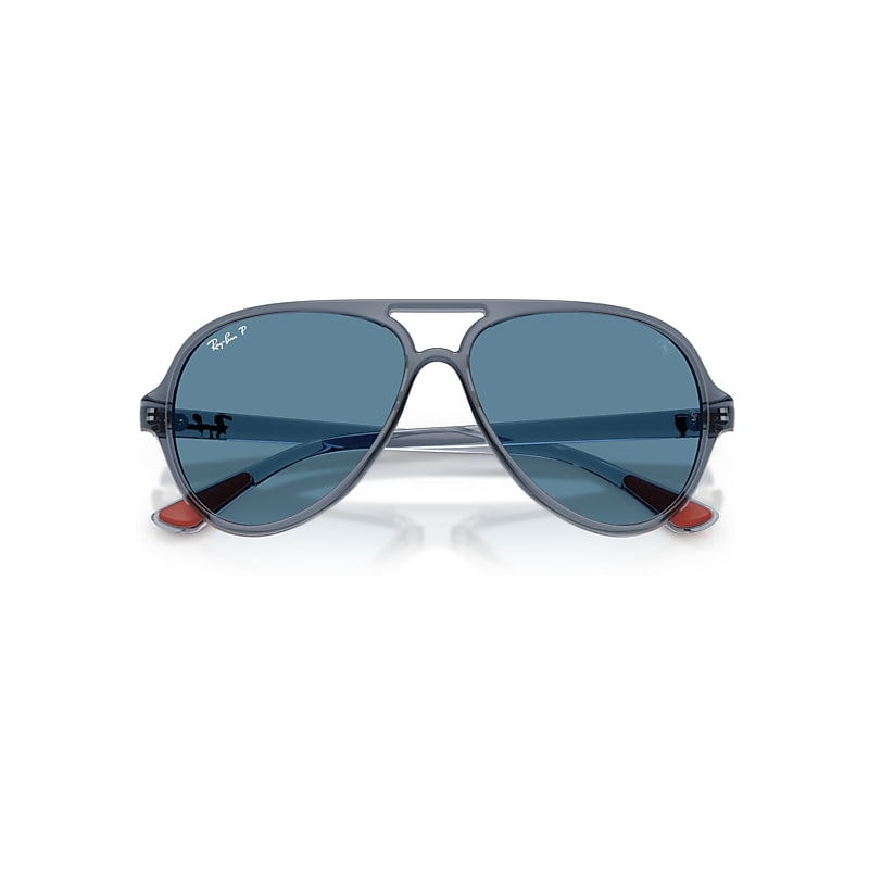 Ray-Ban Scuderia Ferrari Monza Ltd | Rb4125m Polarized+ Lenses Sunglasses Transparent Blue Frame Blue Lenses Polarized