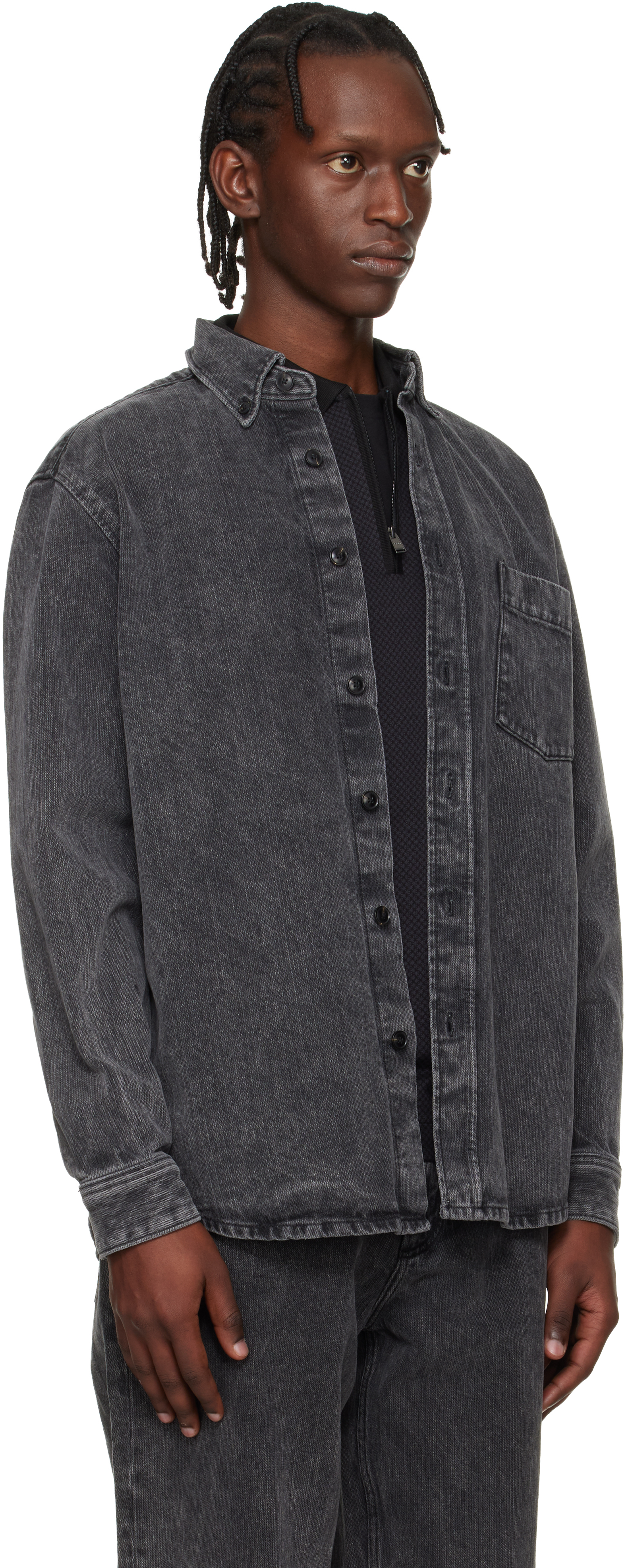 Black Faded Denim Shirt