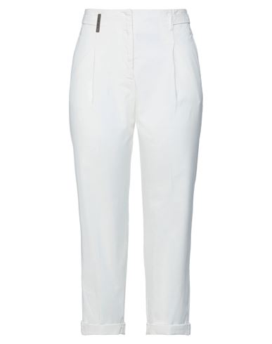 Peserico Woman Pants White Size 6 Cotton, Elastane, Soft Leather