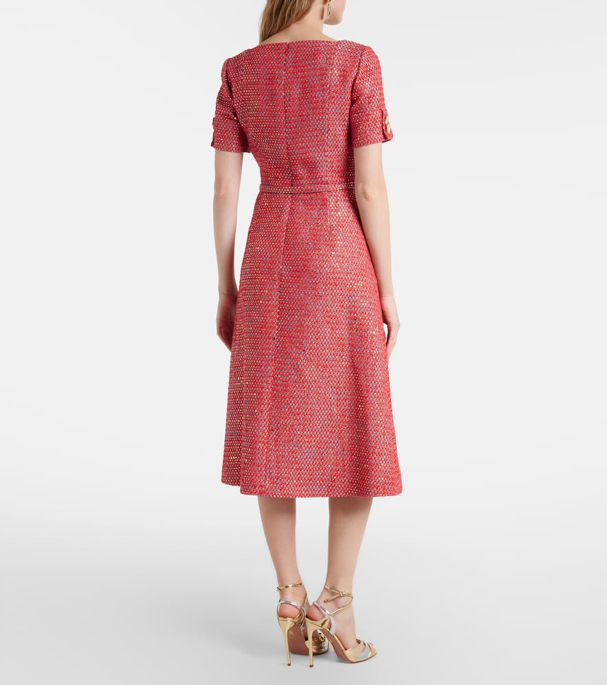 Cotton-blend lamé tweed midi dress