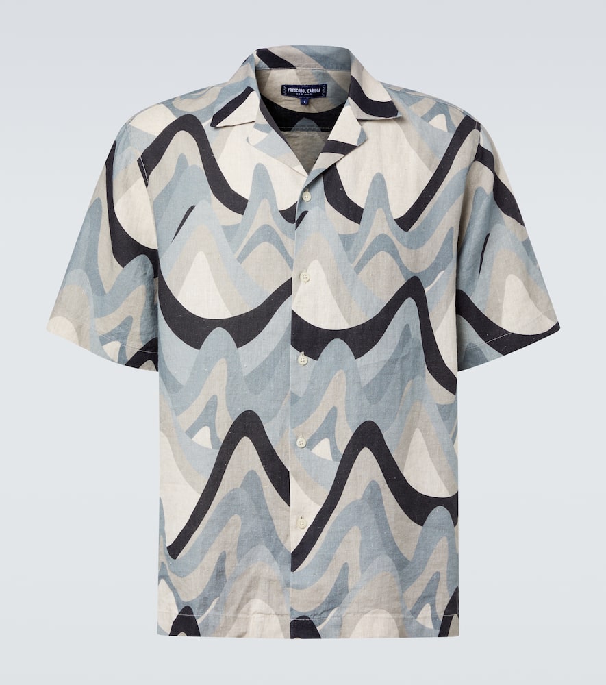 Roberto printed linen bowling shirt