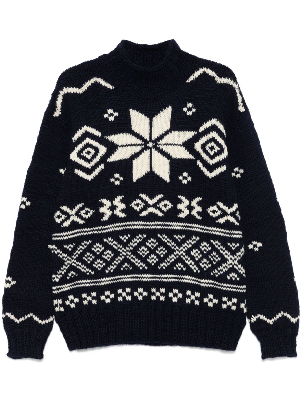 Intarsia-knit sweater - Blue