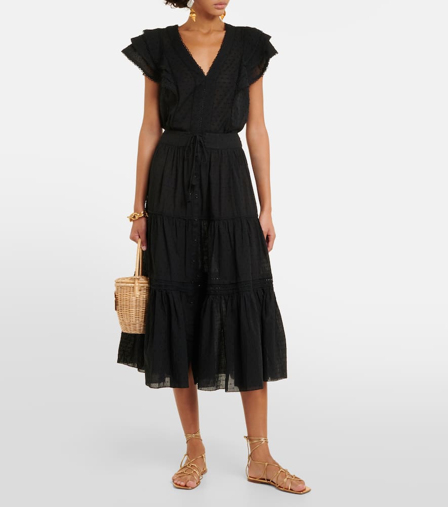 Brie cotton-blend midi skirt