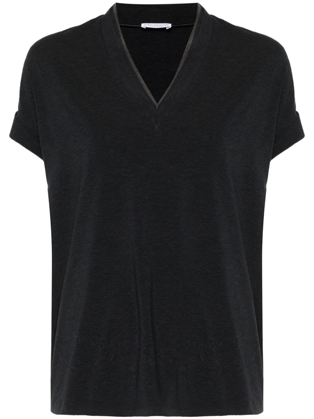 Monili-chain cotton T-shirt - Grey