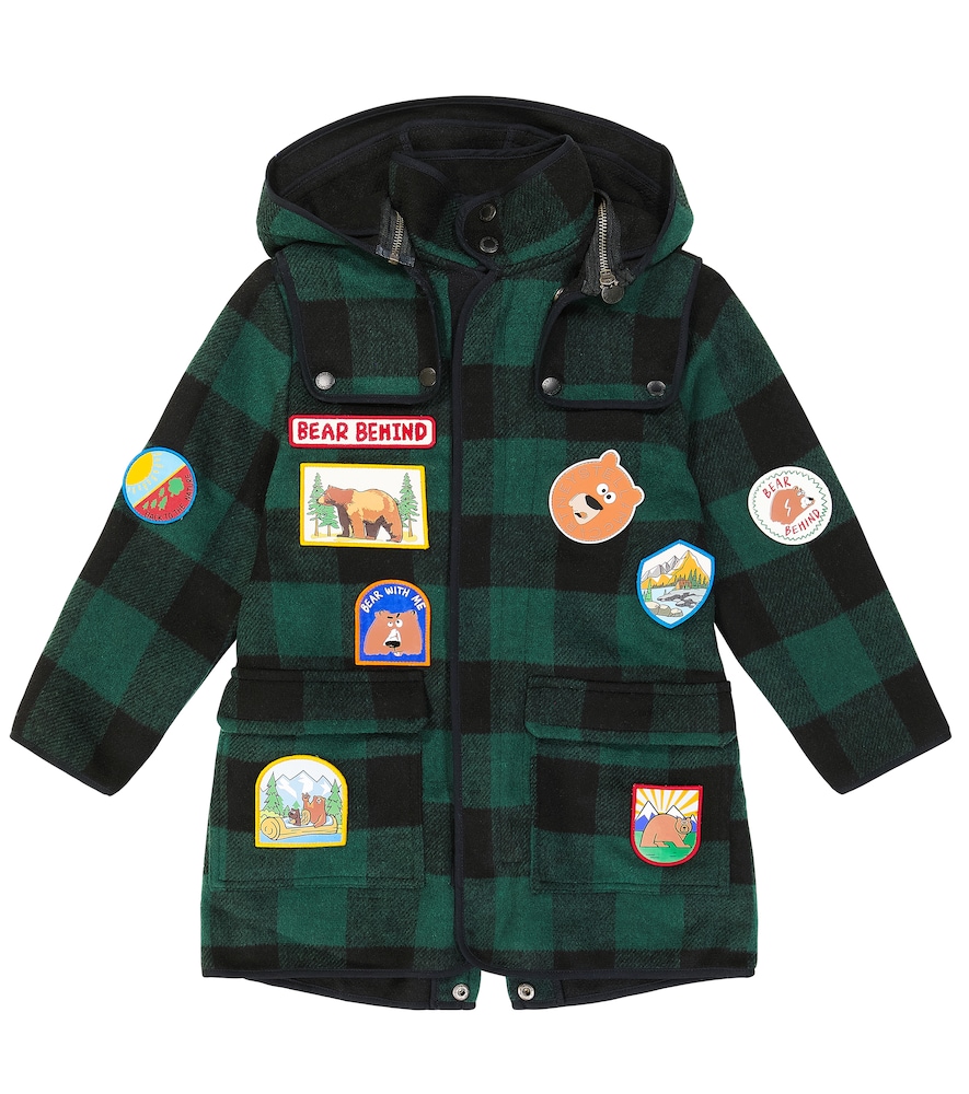Checked hooded coat