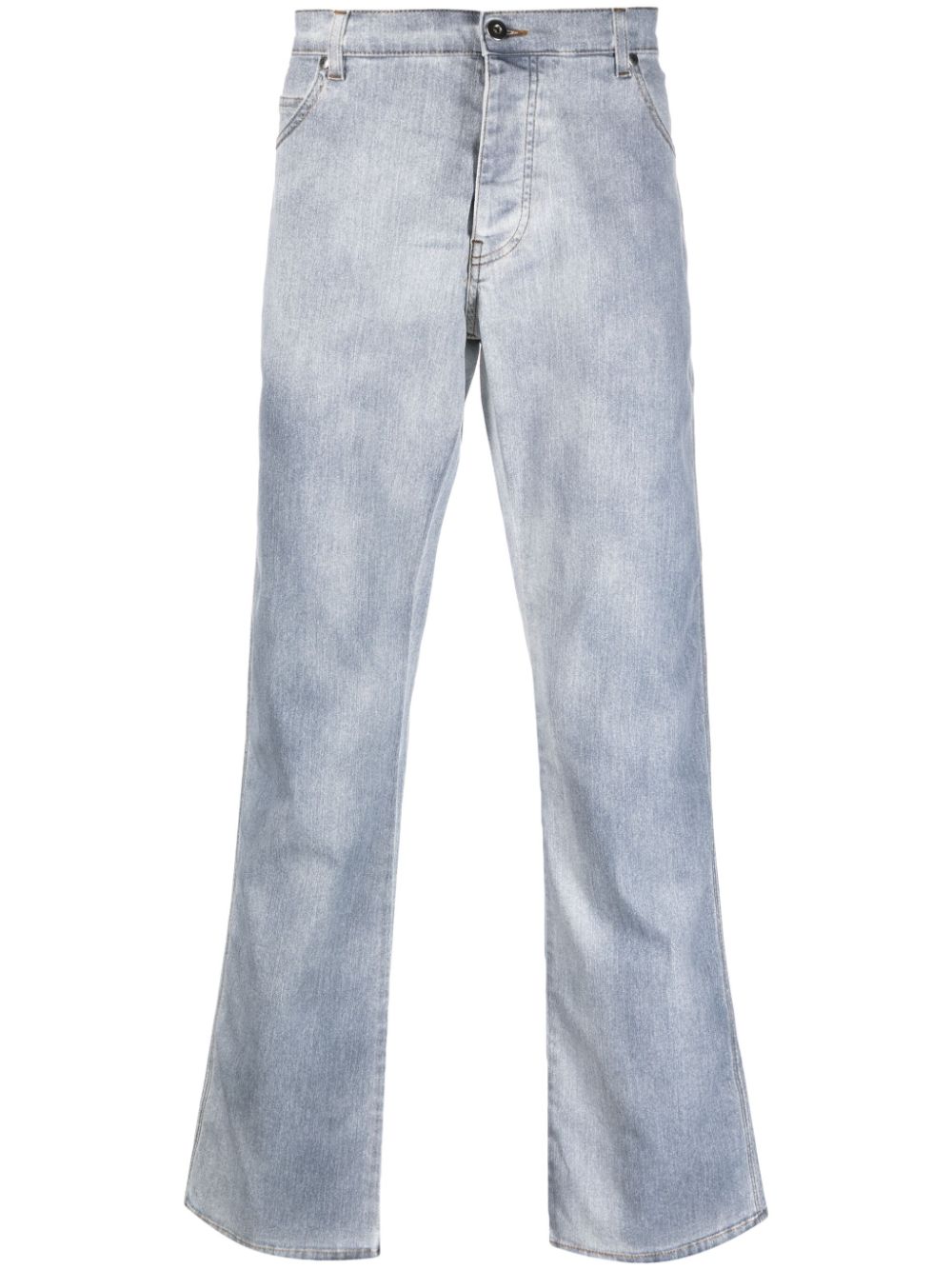 Stonewashed straight-leg jeans - Blue