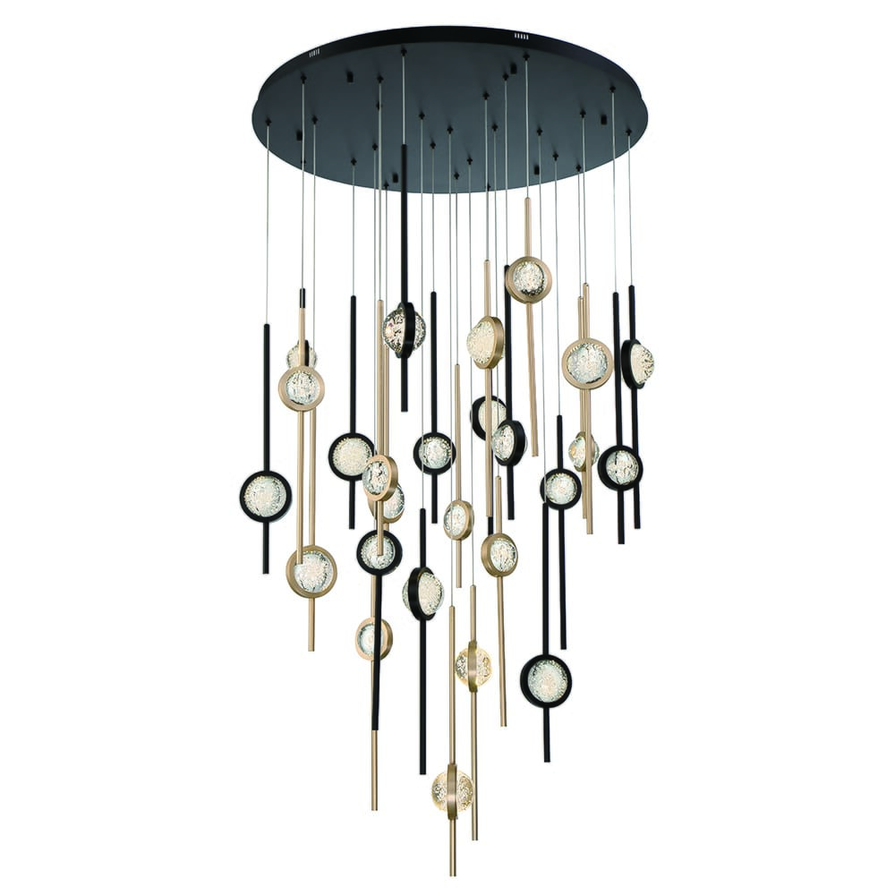 Mixed Black Brass LED Chandelier from the Barletta Collection