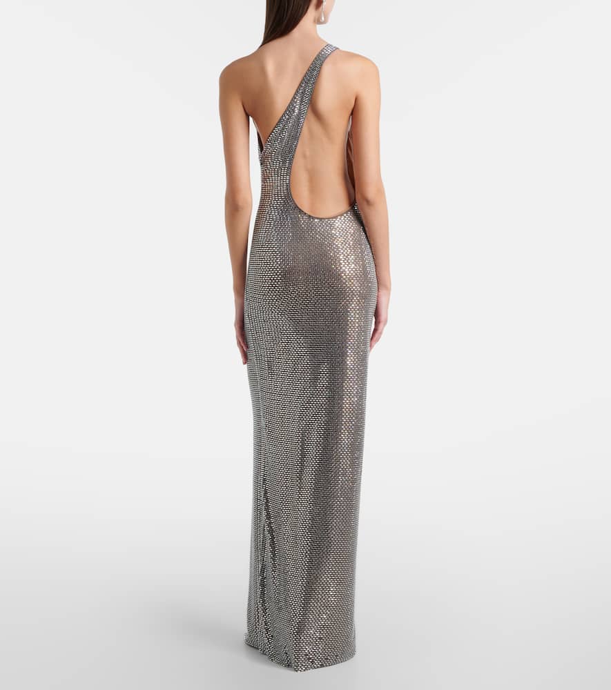 Embellished one-shoulder gown