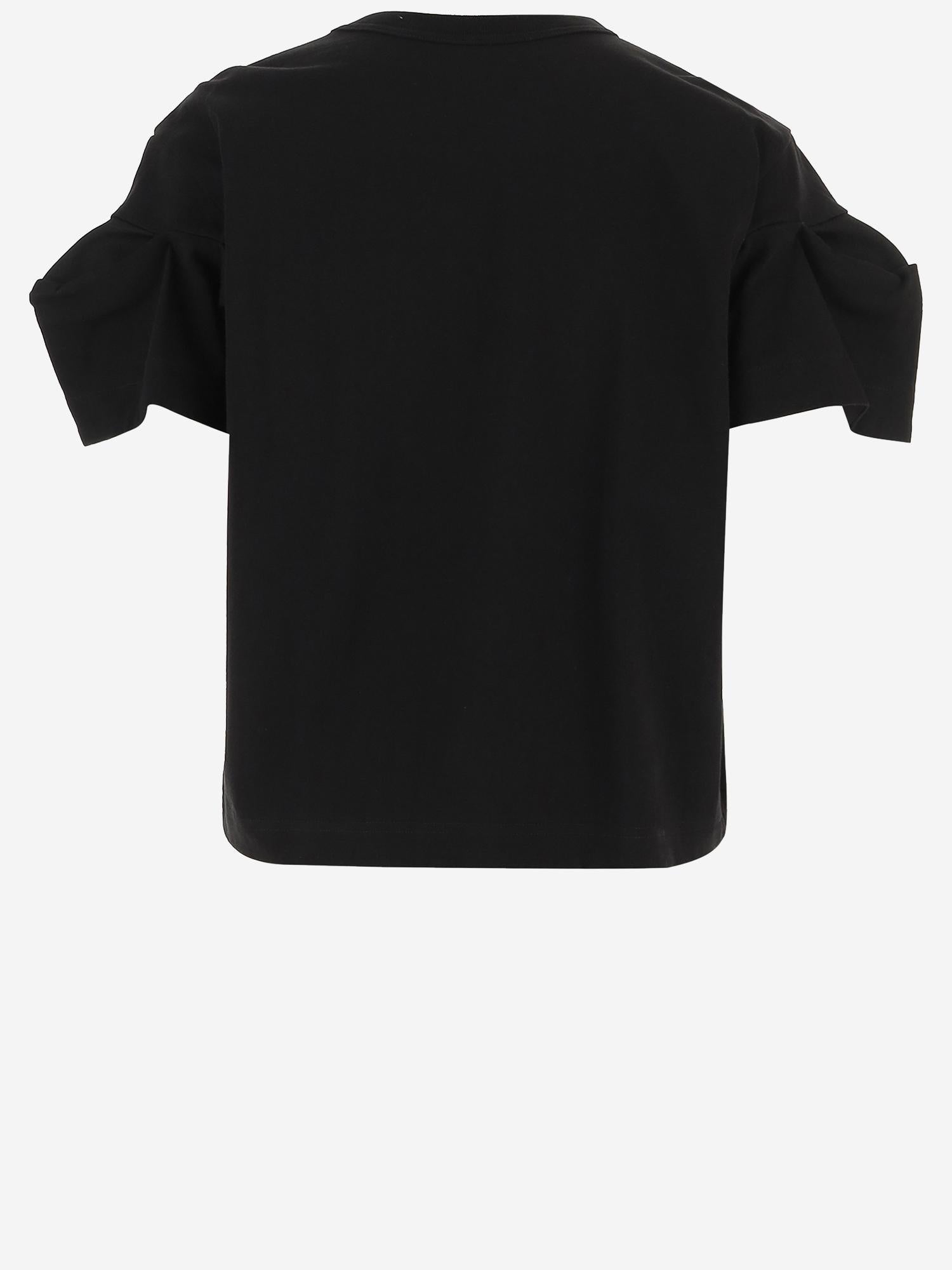 Double-Layer Sleeve Cotton T-Shirt — Black