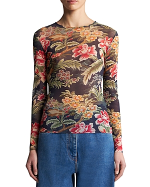 Semi Sheer Floral Long Sleeve Top