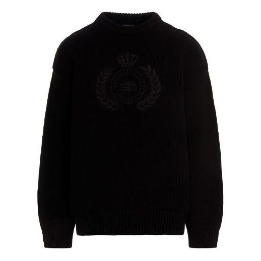BB Laurel Crown Logo Crewneck Knitted Sweater 'Black'