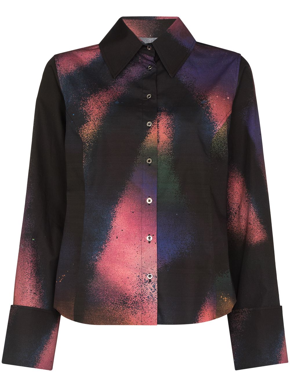 Abstract print turn cuffs shirt - Pink