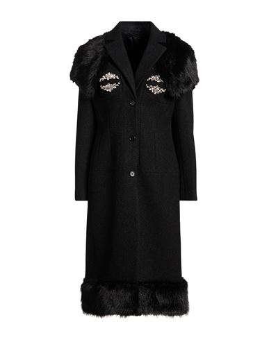 Woman Coat Charcoal Size 6 Virgin Wool, Polyamide, Polyester