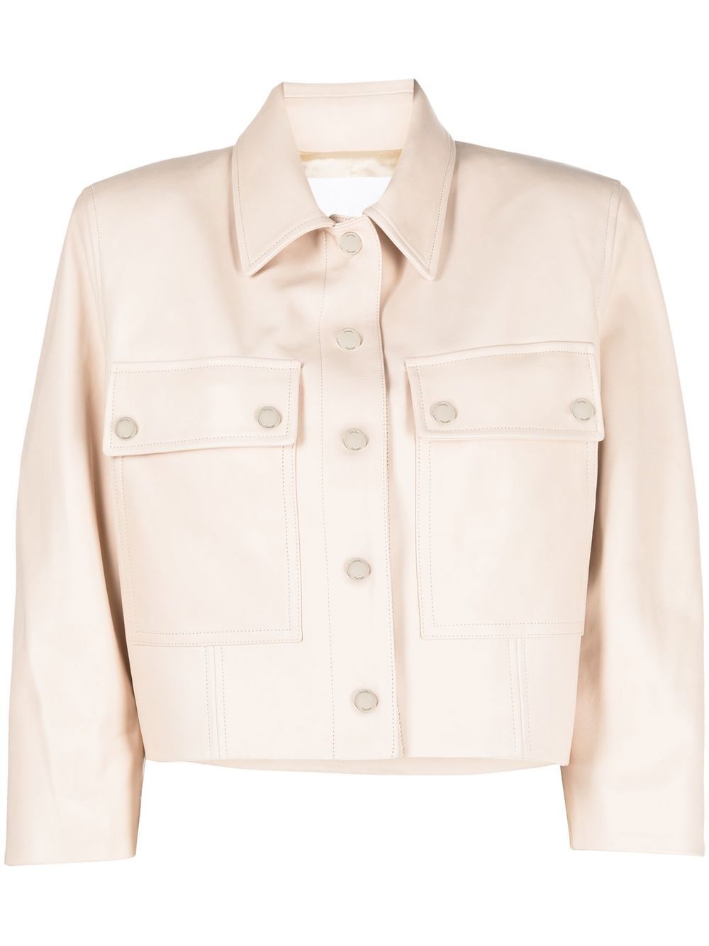 Cropped leather jacket - Neutrals