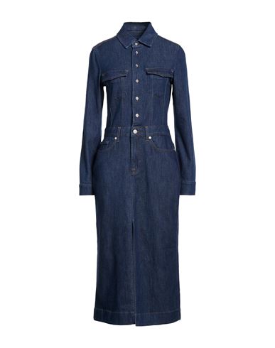 Woman Midi dress Blue Size L Cotton, Modal, Polyester, Elastane