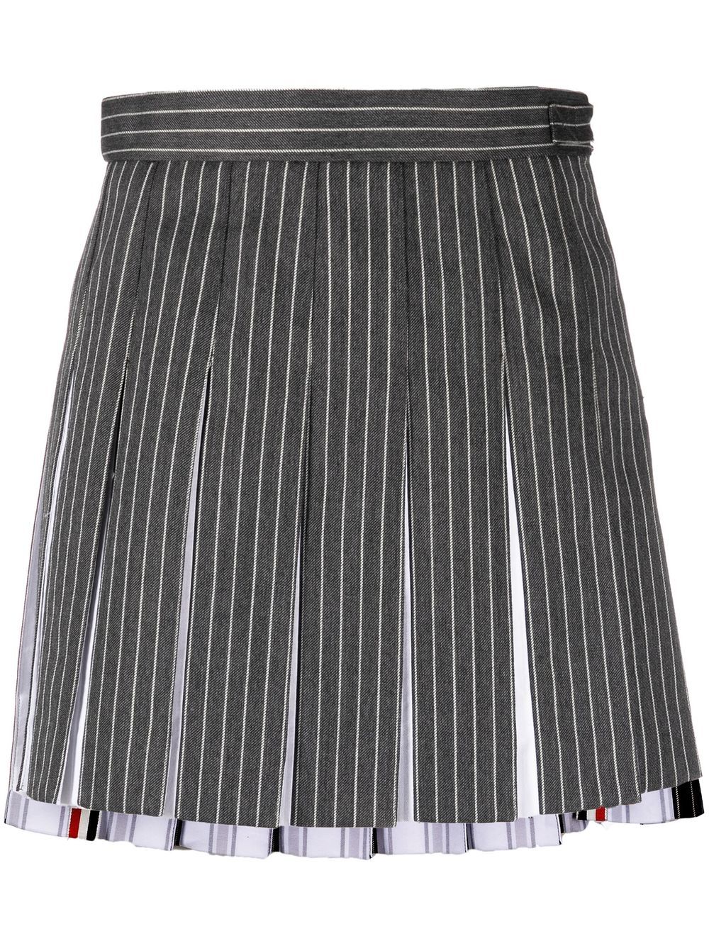 Pinstripe-print pleated skirt - Grey