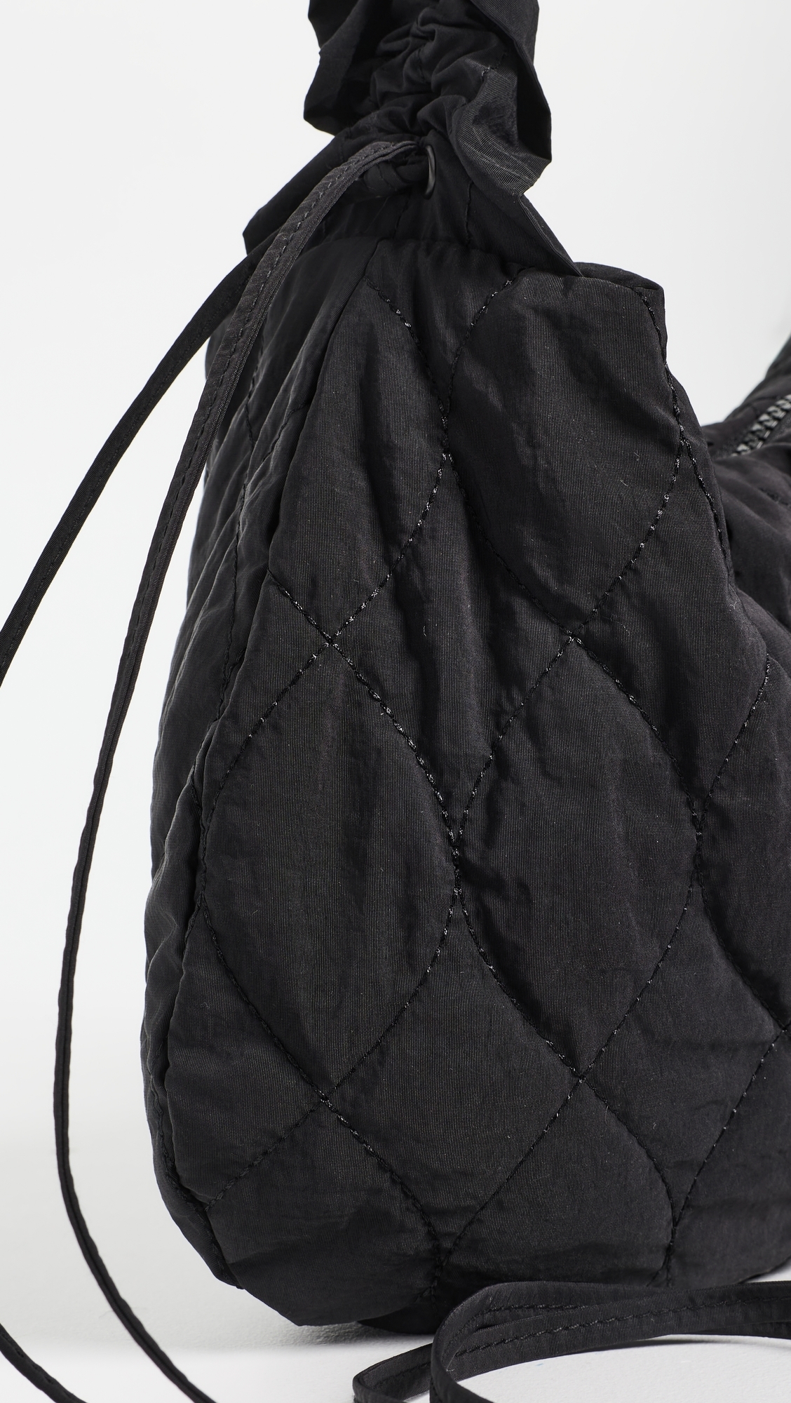 Embroidered Rose Ruched Kidney Bag Black One Size
