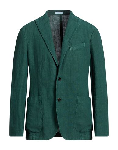 Man Blazer Green Size 40 Linen