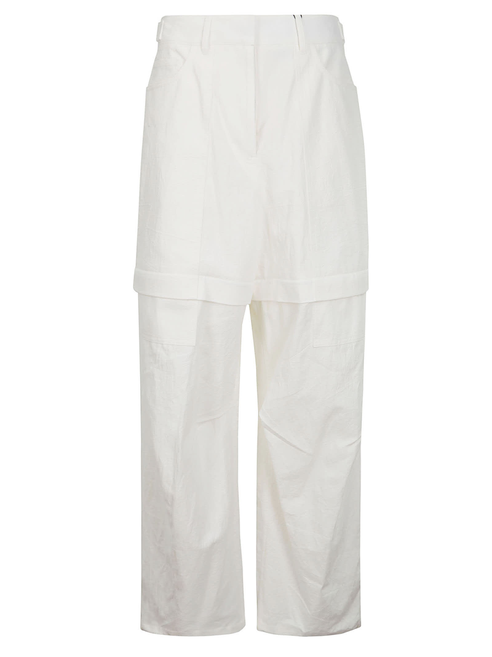 High-waisted cargo trousers - White