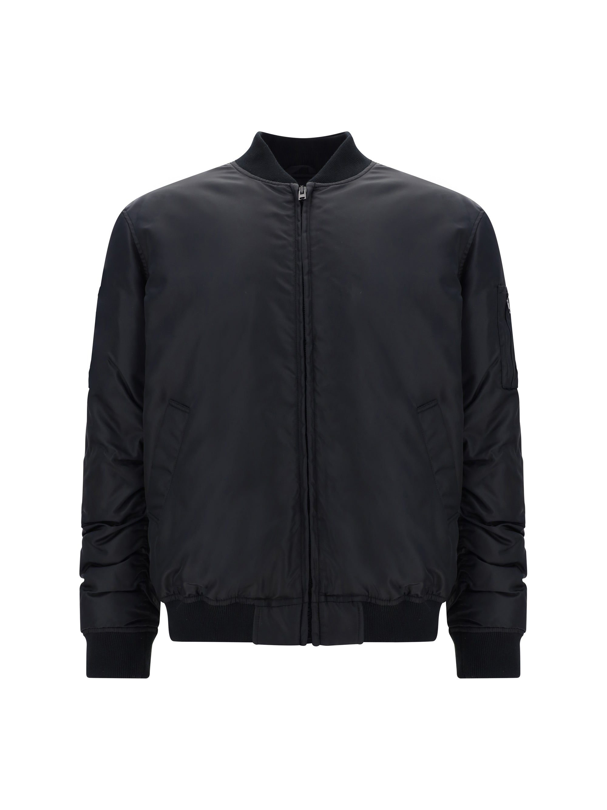 Quilted Polyamide Bomber Jacket — Black