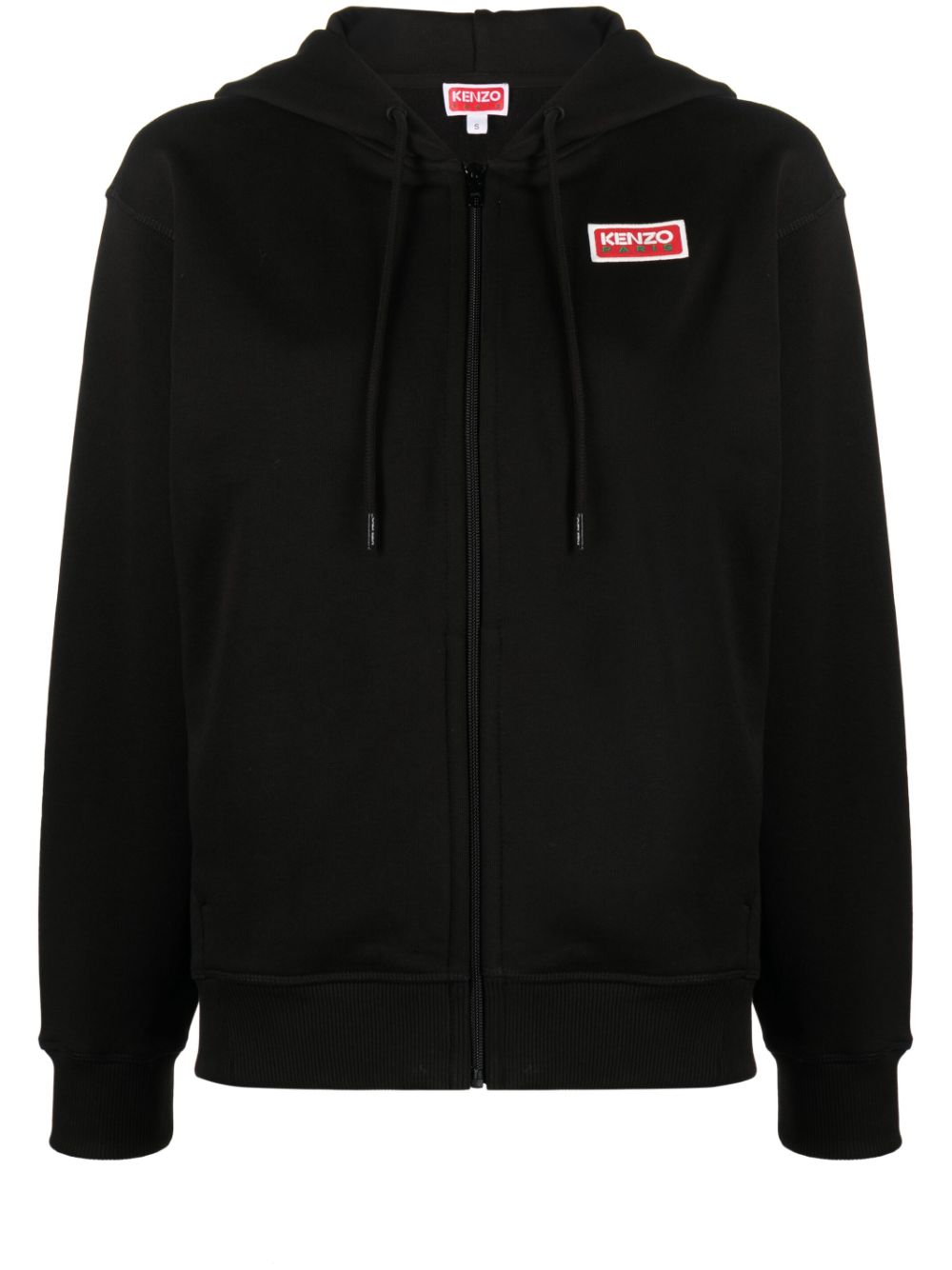 Logo-print zip-front hoodie - Black