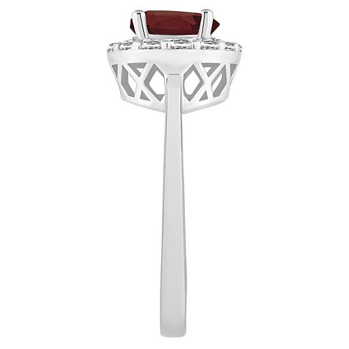 7mm Round Gem and White Topaz Halo Ring