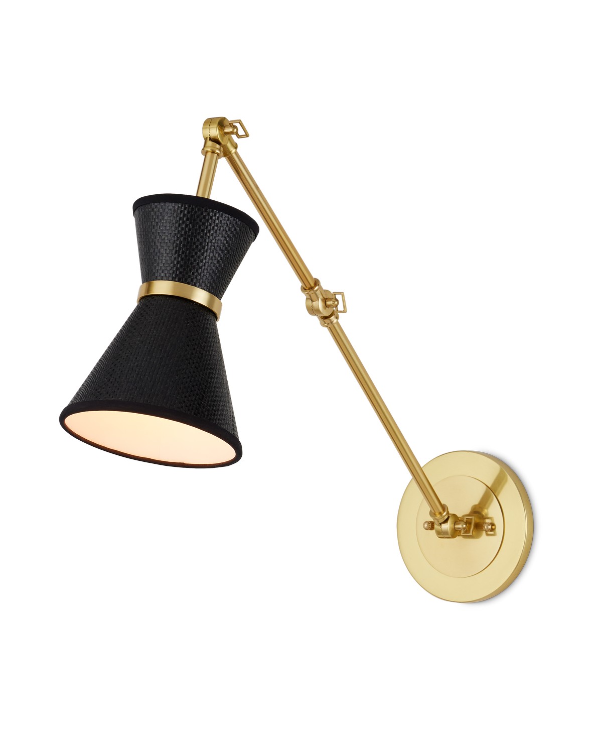 Polished Brass Black Wall Sconce from the Avignon Collection