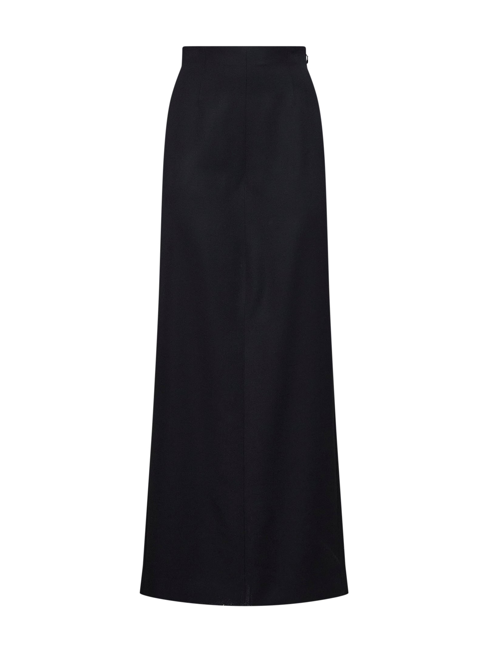 Virgin Wool Straight Maxi Skirt — Black