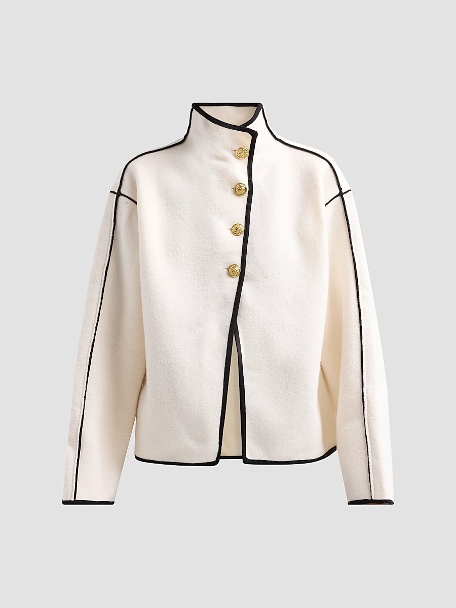 Women's Pearson Collared Sweater Jacket - Soft White Black