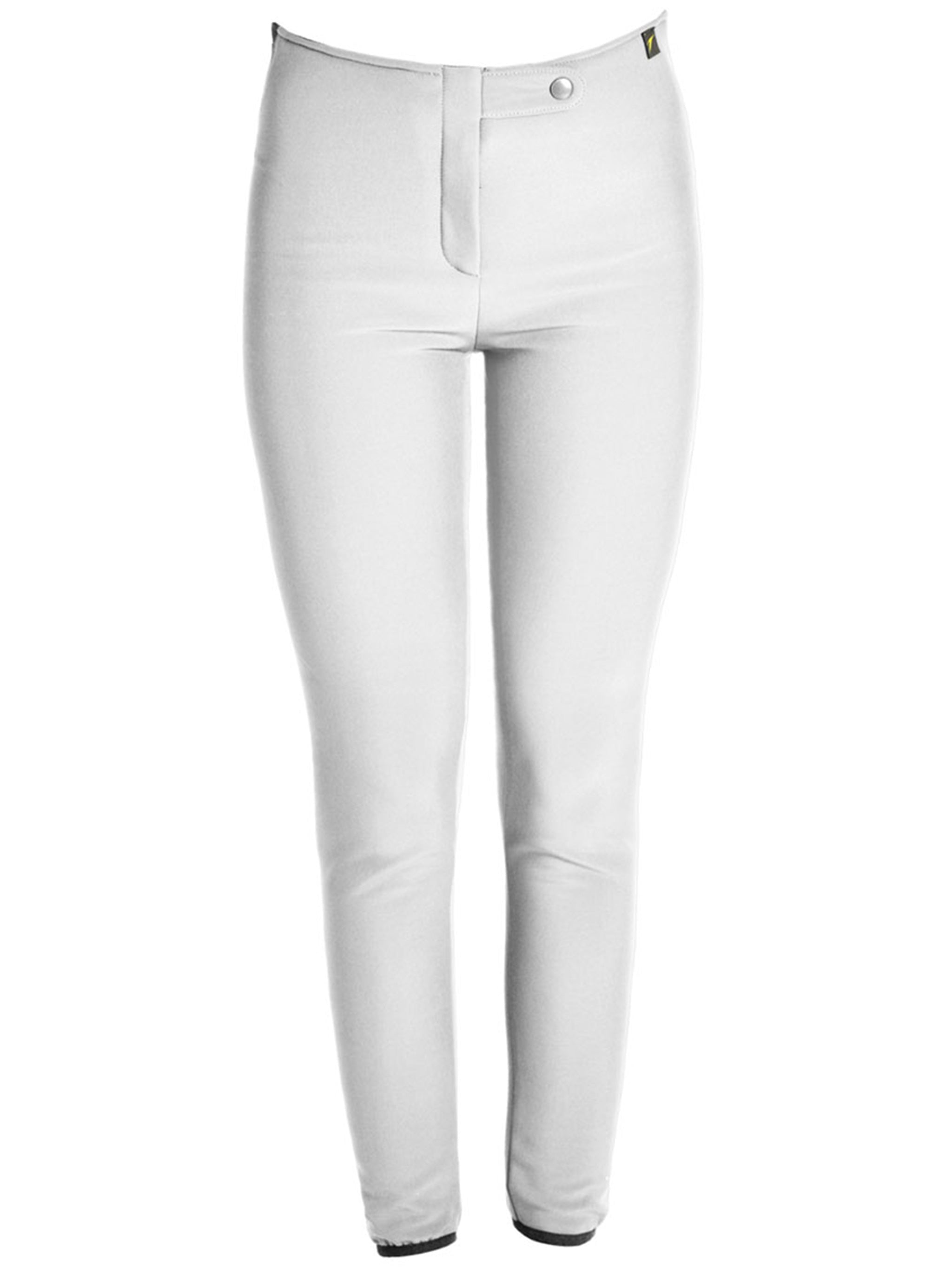 High-Waist White Leggings With Front Button Closure