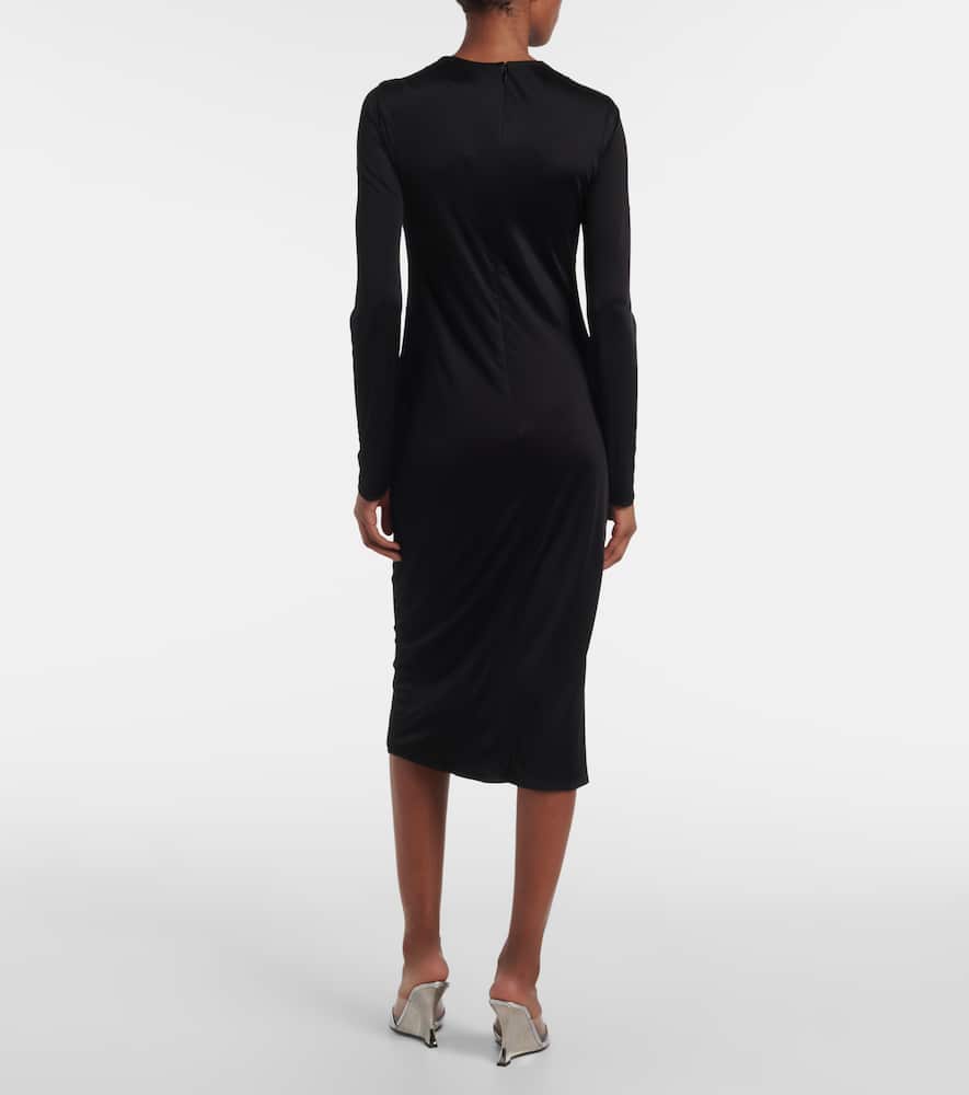 Safety Pin gathered jersey midi dress