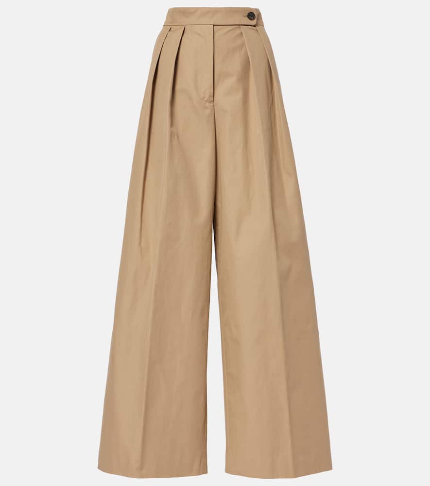 Low-rise cotton twill wide-leg pants