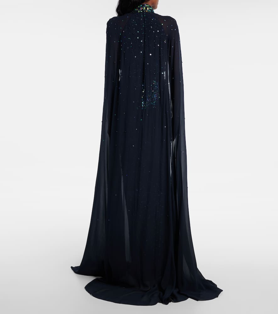 Thea caped sequined gown