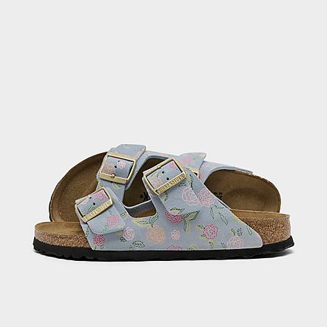 Women's Arizona Flower Print Suede Leather Sandals in Baby Blue Flower Print