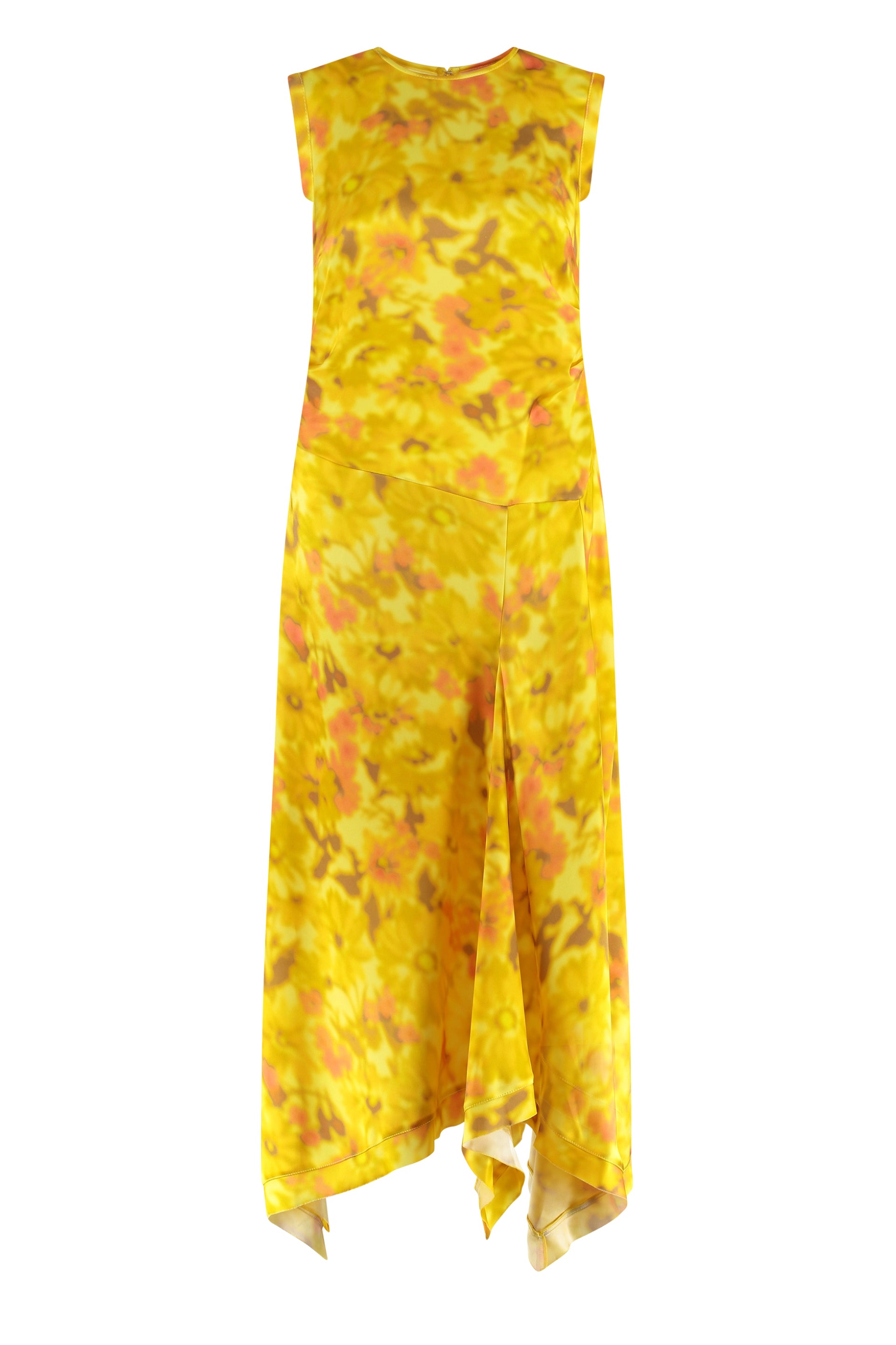 Danella Printed Asymmetric Chiffon Dress