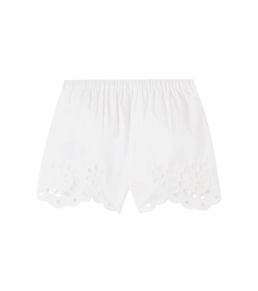 Awaken embroidered scalloped cotton shorts